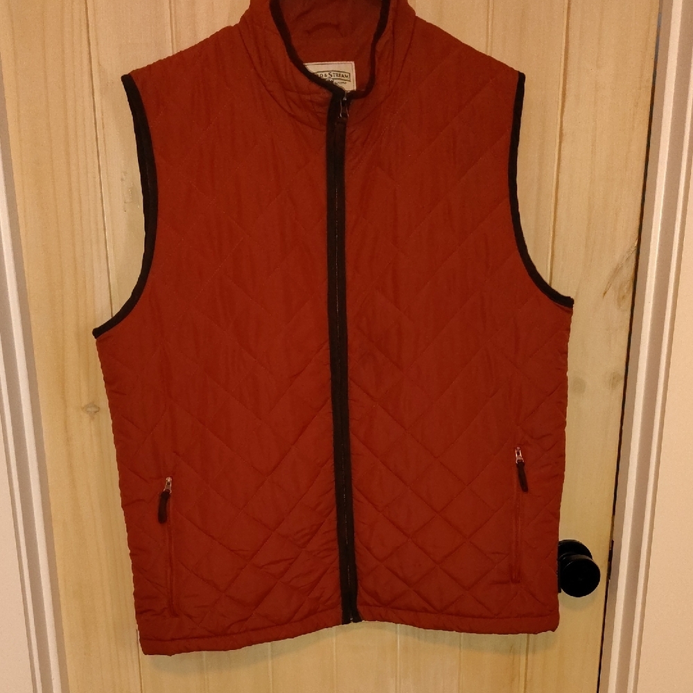 Field & Stream Vibrant Burnt Orange Quilted Vest Size Large